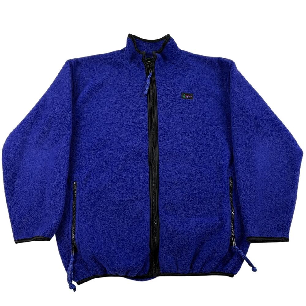 Vintage REI Royal Blue Hiking Camping Backpacking Winter Zip Fleece Size Large